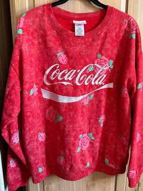 Vintage style Coca Cola acid wash floral graphic sweatshirt Y2K streetwear L